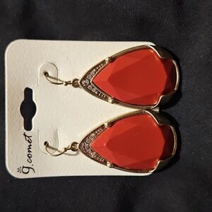 Red and Gold Teardrop Earrings